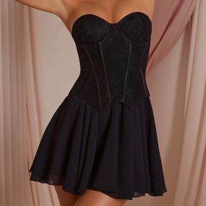 Strapless Lace Corset Mini Dress